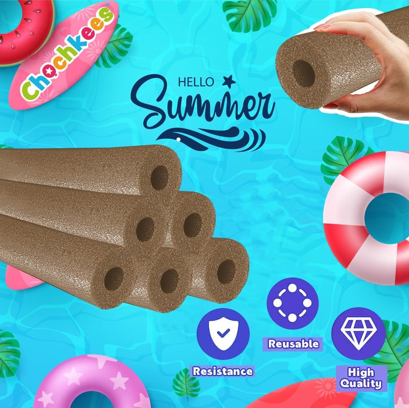 Chochkees أنابيب السباحة البنية، أنابيب فوم مجوفة، أنابيب سميكة عائمة، ملحقات المسبح، 52" - Image 2